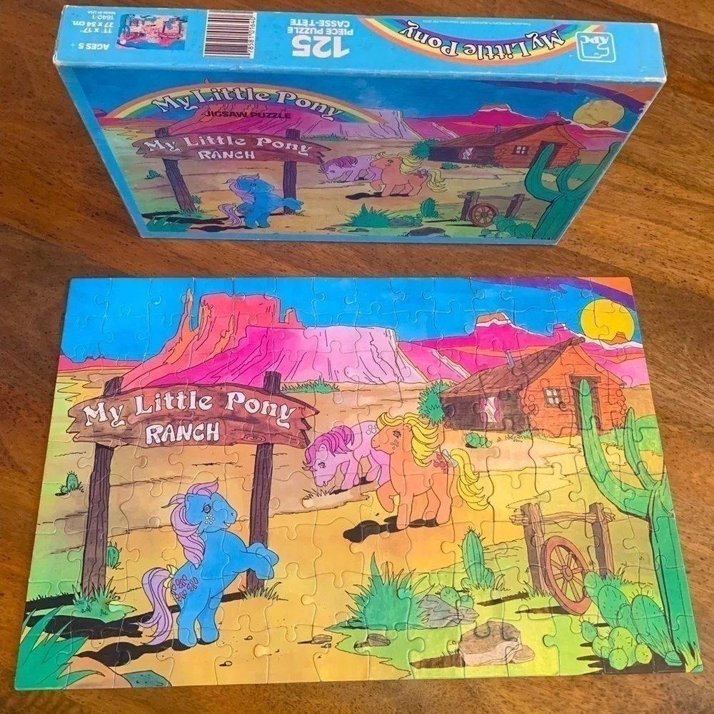 VINTAGE 1983 My Little Pony Ranch 100 Piece Neon Puzzle